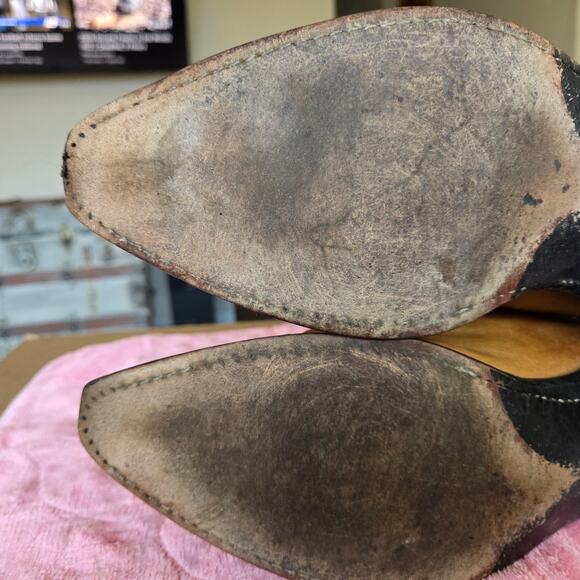 Dan Post Brown Natural Leather Buckstitching Cowboy Western Boots 10D main image 4